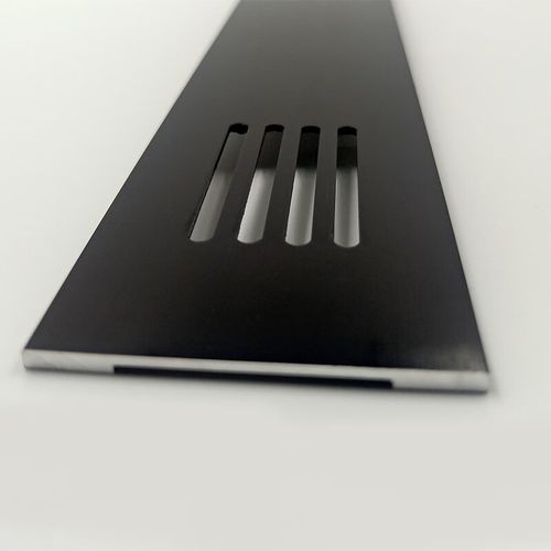 樱姬亮黑色铝合金隐边框型材 麿边透气孔型材 晶钢门 亮黑