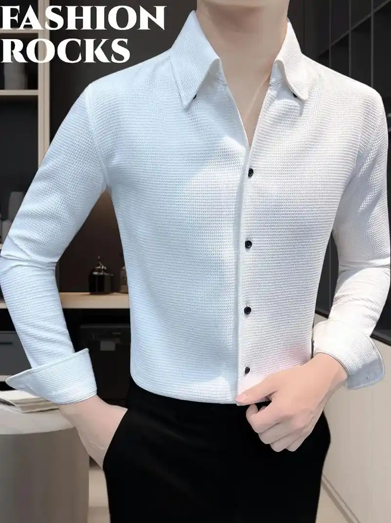 来啰!来啰!帅哥们,华夫格男士痞帅衬衫来 - 抖音