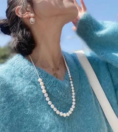 一组关于珍珠项链时尚搭配分享