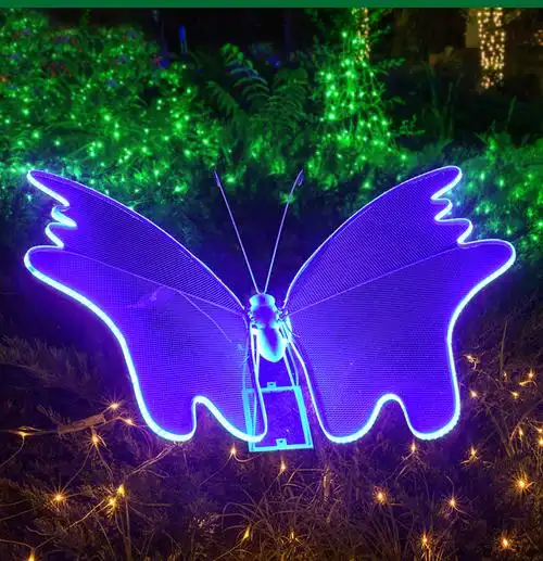 金福喜彩色铁艺发光蝴蝶雕塑户外园林景观小品售楼部小区草坪装饰摆件