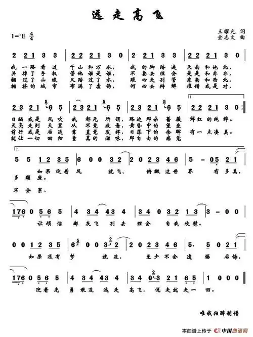 远走高飞王耀光词金志文曲