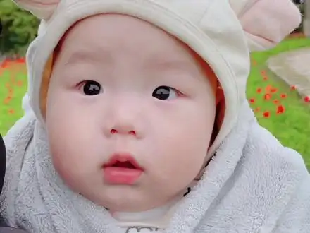 单眼皮豆豆眼的小宝宝出门玩啦