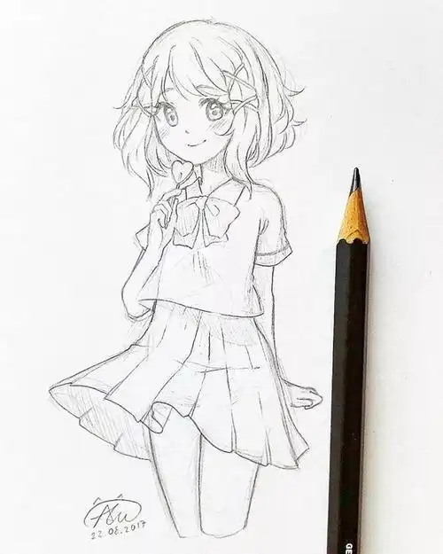 动漫人物简笔画法少女丫步骤图解