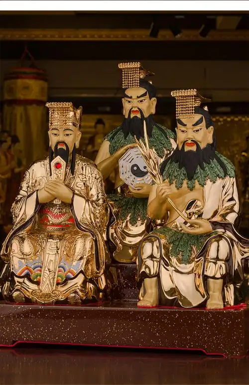 三漫陀天地人三皇伏羲像轩辕大帝盘古神农氏道教神像摆件家用供奉三皇