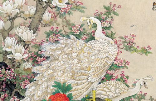 近代玄关喷画清微高清微挂画刘菊清装饰画竖版绢本国画