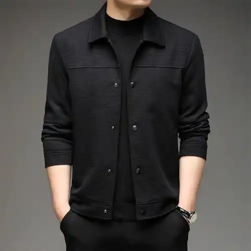 欧卡奥品牌夹克男秋冬季新款翻领潮流加绒加厚青年男士春秋休闲外套