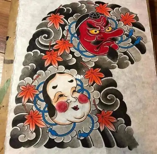 日式半甲纹身手稿