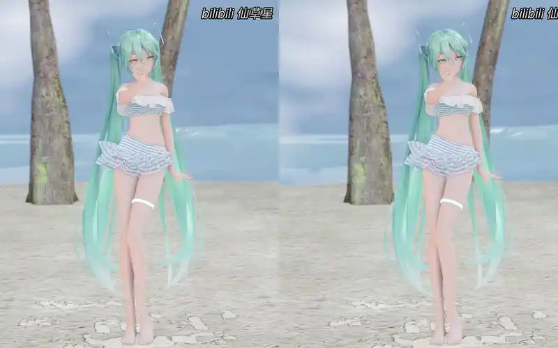 【平行眼3d】裸眼3d看泳装miku