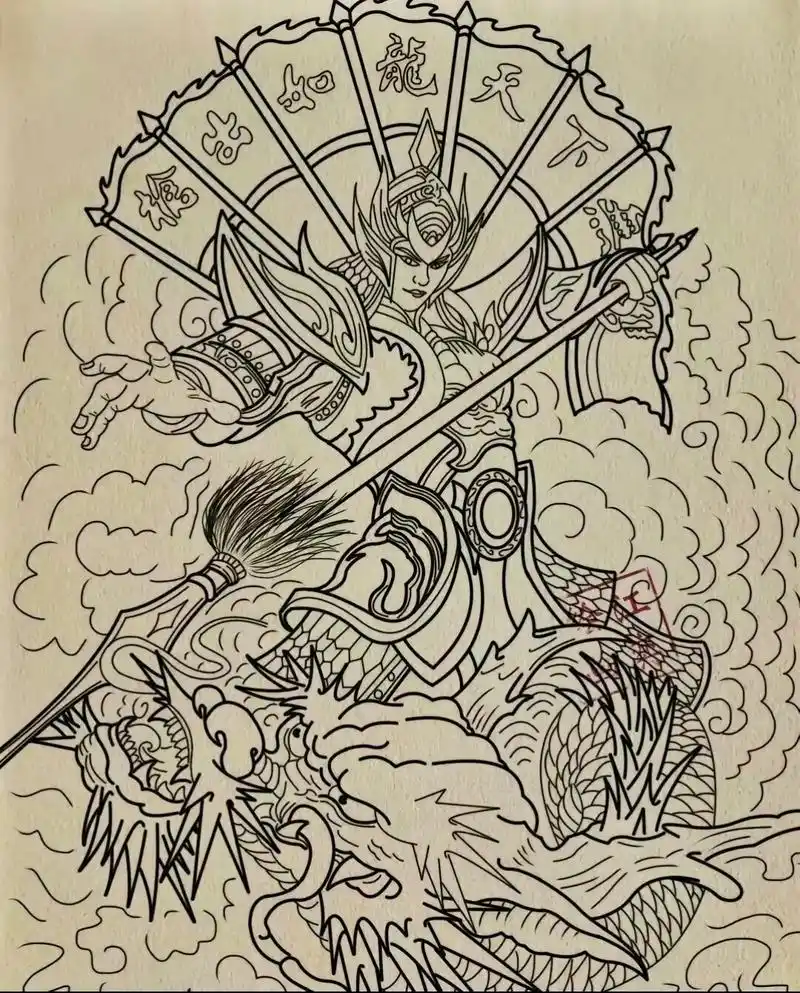 手绘 #原创作品 #黑白线描画 #纹身图案手稿 #善恶一念 - 抖音