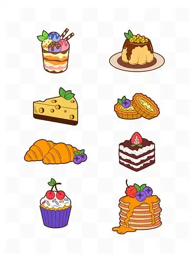 手绘矢量图.复古的.素描一套甜点.