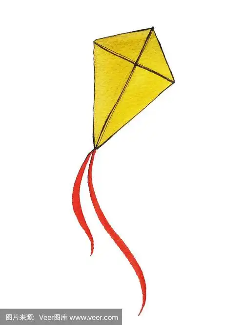 彩色的风筝,手绘水彩插图