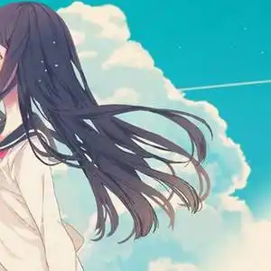 侧身的长发女孩插画壁纸