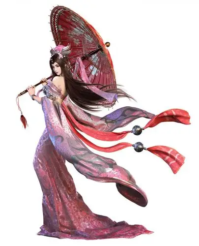 插画中国风古装3d古风美女风铃雨伞