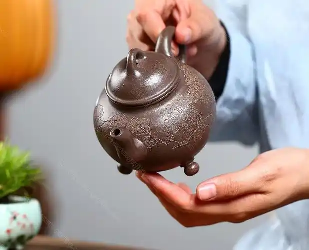 张暗军三足乳鼎紫砂作品紫泥360cc_ 权威鉴定终身保真 - 宜兴古宜壶