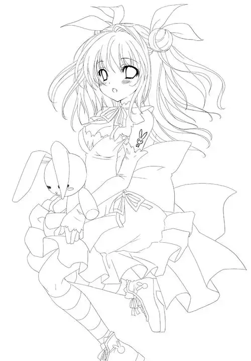 适合手绘初学者的临摹动漫图线条清晰最好是全身的