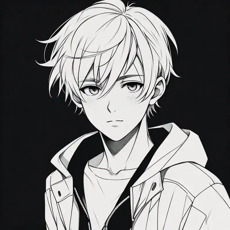 黑白素描头像男生 男生黑白素描头像,简洁的线条勾勒出帅气的脸庞