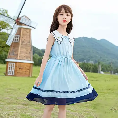 大童十岁女孩裙子天女夏天女小孩八九女装六年级连衣裙