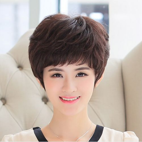 包邮逼真假发 中老年真发女士短发蓬松发型中年妈妈短卷发假发套