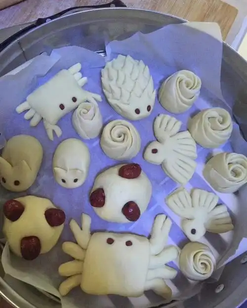 想飞的猪nn做的花样馒头卡通小金鱼