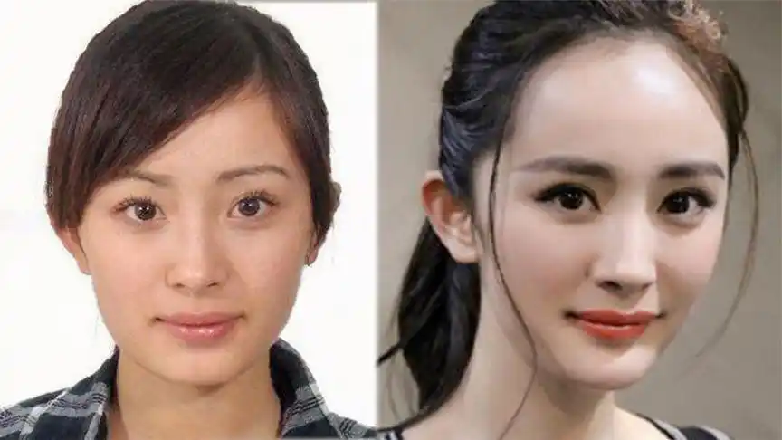 明星化妆前后对比,热巴素颜比化妆还美,杨幂素颜"原形毕露"