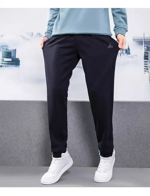 匹克针织抓毛长裤男士2021秋冬新款挺阔经典单裤男舒适百搭运动裤df31