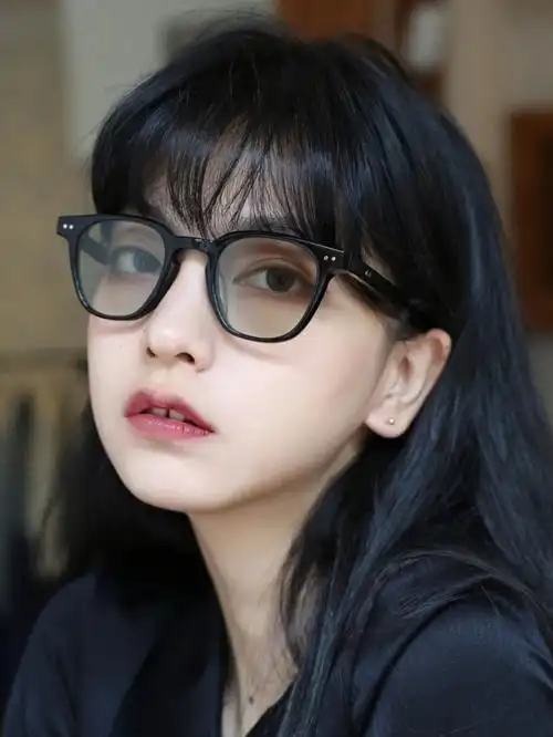 妙格森大框近视镜女素颜眼镜韩版眼镜框菱形脸防蓝光学生配女 亮黑框