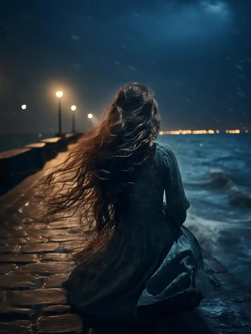 伤感 夜景情绪 人像 背影  在深邃而寂寥的夜色画卷中,弥漫着一种挥之