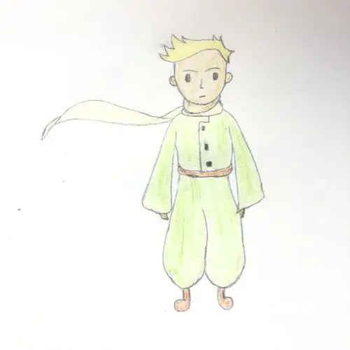 彩铅 小王子与玫瑰