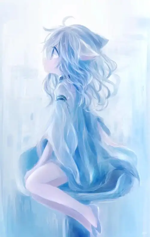 蓝色 伤感 女孩 二次元