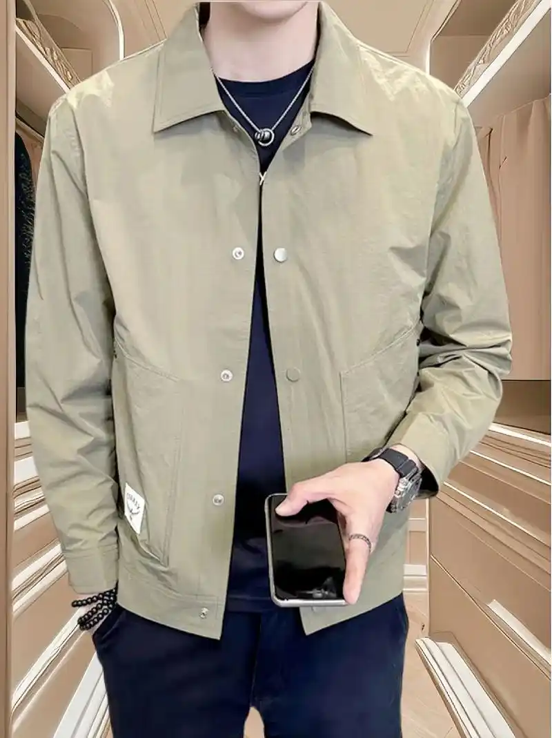 男士夏季薄款时尚休闲翻领夹克外套