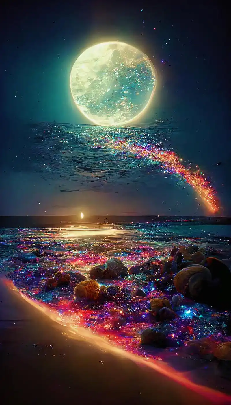 这么浪漫的荧光海滩,当然要分享给最可爱的猪猪啦～#壁纸 #抖 - 抖音