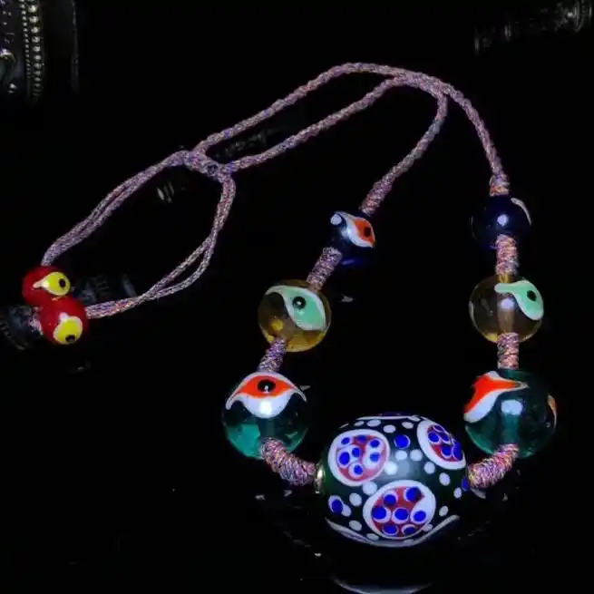 90380回流美轮美奂老琉璃蜻蜓眼佛眼项链,蜻蜓眼尺寸30* - 抖音