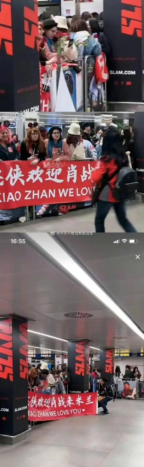 投稿:肖战米兰机场接机和应援的粉丝,满满的红色灯牌,好有排面#肖战