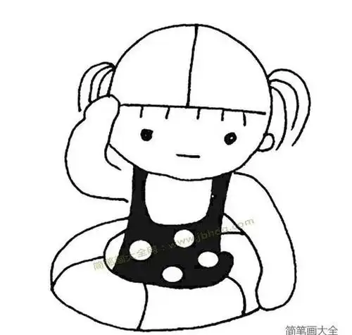 小女孩游泳简笔画可爱