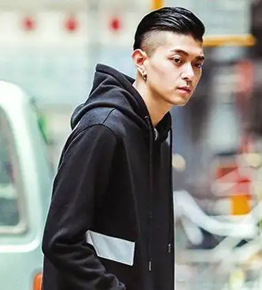 男生铲青皮后梳短发发型