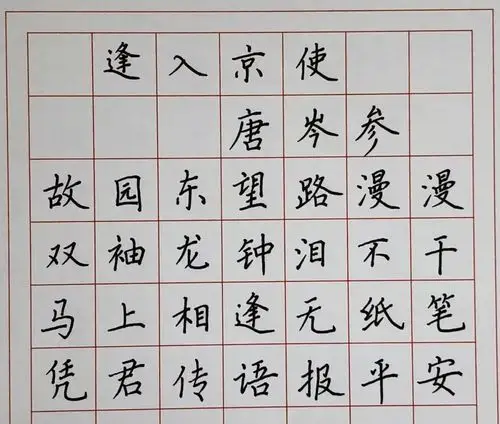 四五六年级必背古诗逢入京使背古诗写汉字第十六天