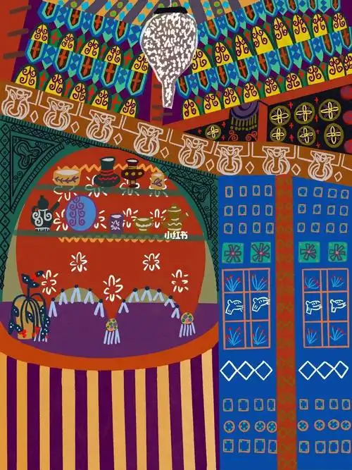 原创新疆系列插画作品楼兰秘烤