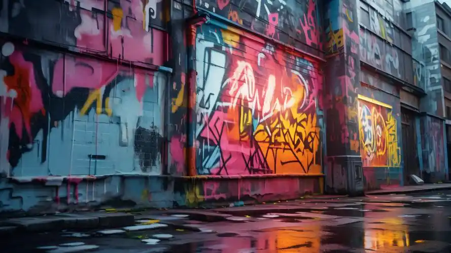 hiphop背景图,涂鸦墙与炫酷灯光💡✨