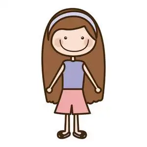 裙子剪影衬衫和裙子的颜色剪影卡通棕色长发女孩照片