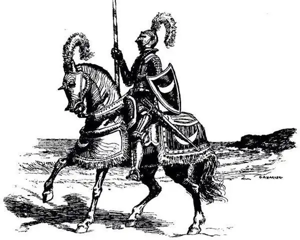 欧洲中世纪的骑士得有长矛,盾牌,短剑,弓箭,盔甲,还得有高头大马