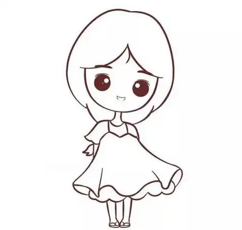 漂亮裙子简笔画婚纱小公主女孩全身人物长发女生怎么画长发女生简笔画