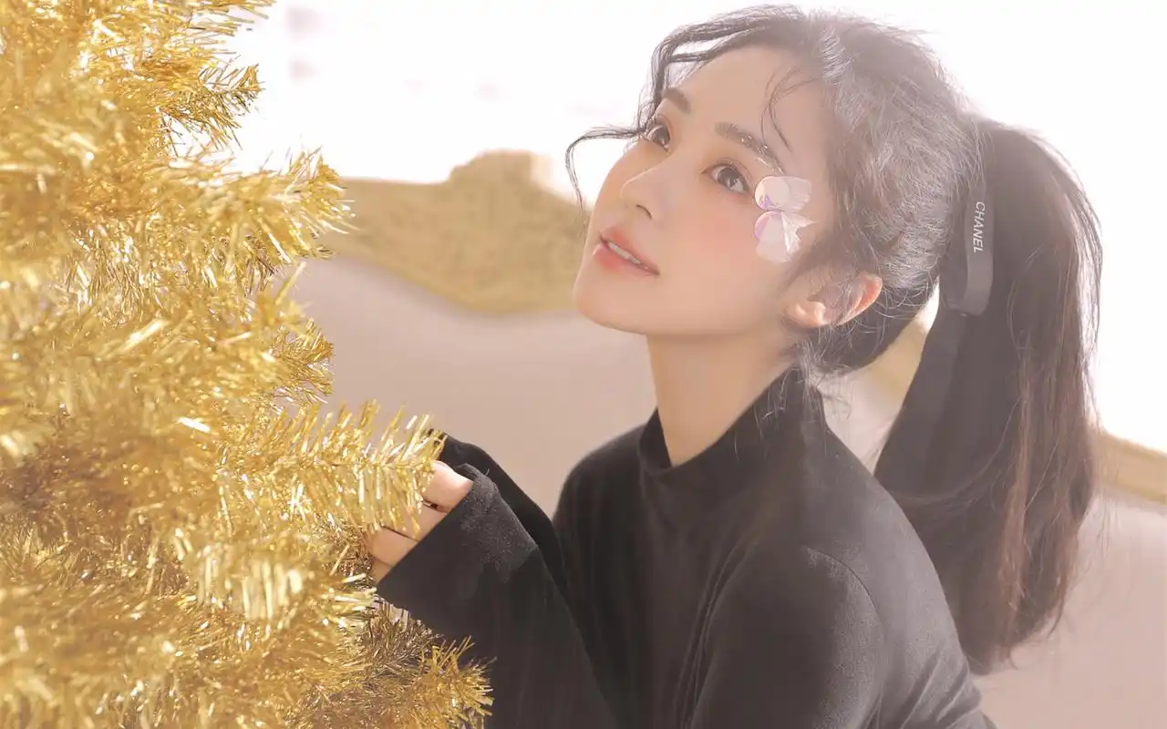 简约清爽美女圣诞写真桌面壁纸