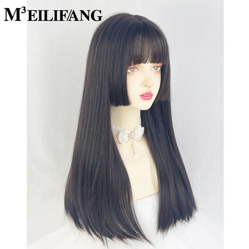 美立方公主切假发全头套女长发水母头日式黑长直整顶lolita姬发型