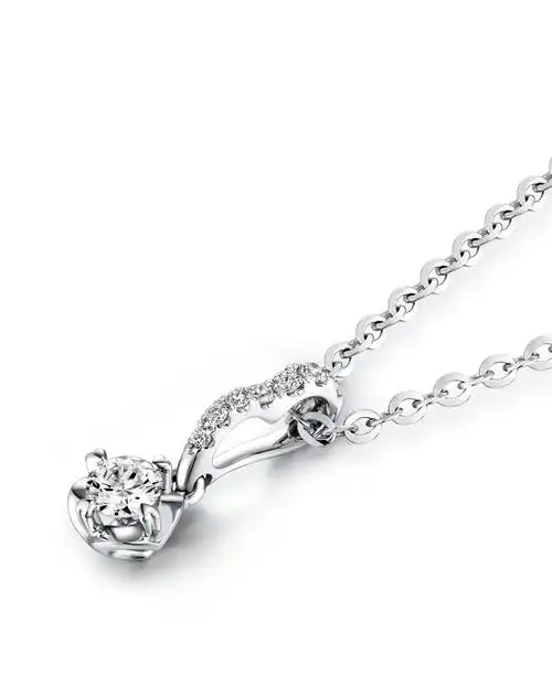 爱很美系列18k金白色14份镶钻石吊坠