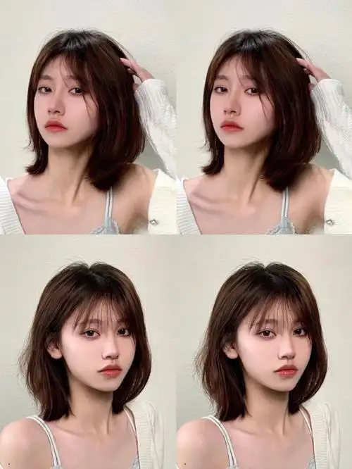 清新减龄齐肩锁骨发免打理都圆脸方脸