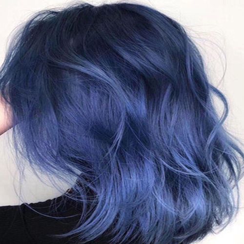 可乐蓝雾霾蓝雾蓝色染发剂流行色彩色染膏潮色蓝黑色染膏 蓝黑色 褪色