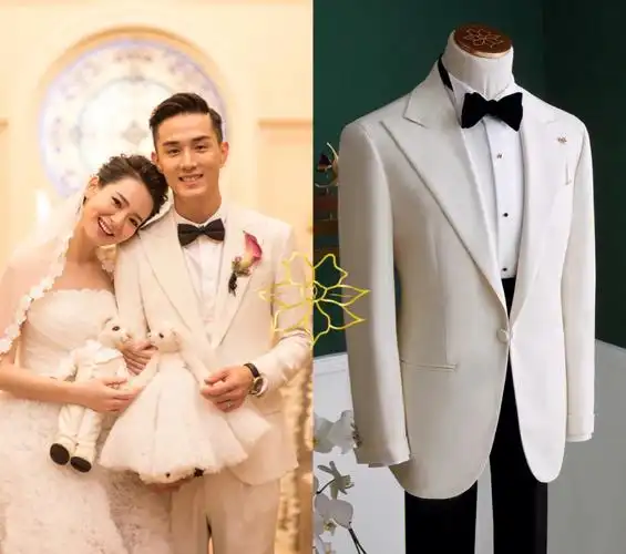 穿allenxie的李承铉白色枪驳领礼服