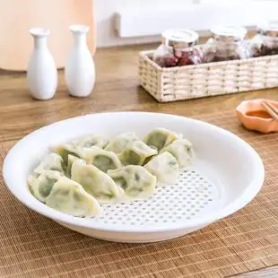 居家家双层饺子盘沥水餐盘创意餐具家用塑料菜盘碟子圆形水饺盘子