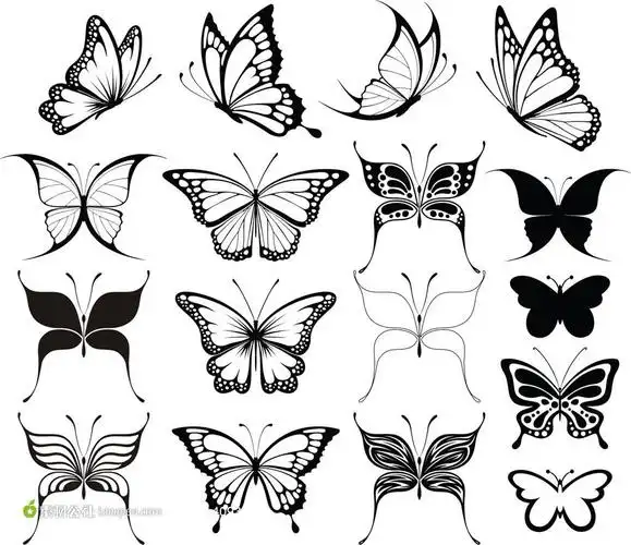 黑白蝴蝶矢量图飘标