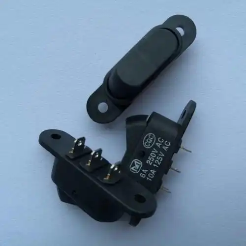 电饭锅开关带耳三脚翘板船型开关黑色老式电饭锅开关电饭锅配件